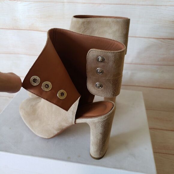 IRO Matyizi Suede Cutout Round Toe Bootie Block Heel Tan Natural Women's Size 39 - Picture 7 of 13